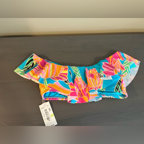 Trina Turk Poppy Ruffle Off The Shoulder Swim Top NEW - Picture 7 of 9
